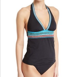 La Blanca Running Stitch Halter Swim Tankini